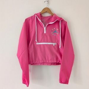 Disney Parks Pink Cropped Packable Hoodie Windbreaker Jacket Castle Sz Large
